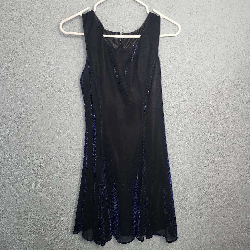 Sleeveless Black and Blue Evening Dress